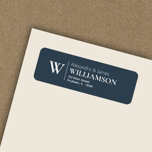 Elegant Modern Monogram Indigo Blue Return Address