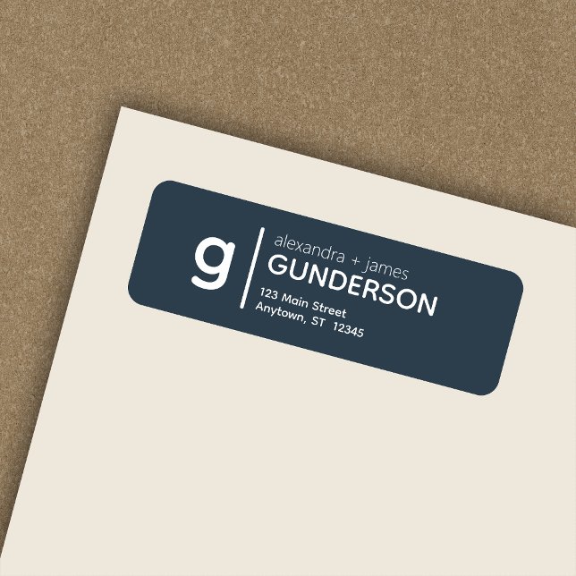 Elegant Modern Monogram Indigo Blue Return Address (Creator Uploaded)