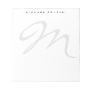 Elegant Modern Monogram Initial Lettter Your Name Notepad