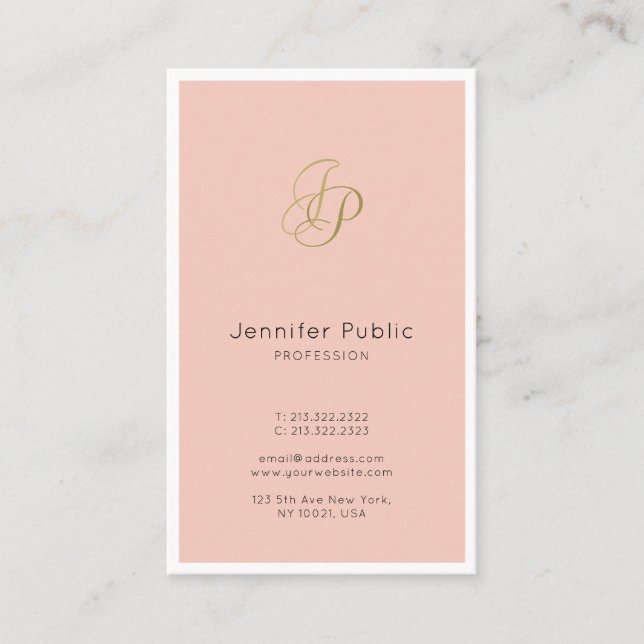Elegant Modern Monogram Initial Template Custom Business Card (Front)