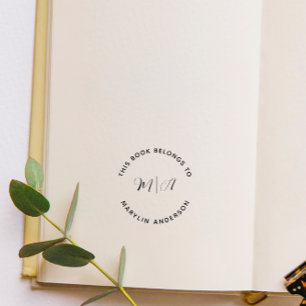 Elegant Modern Monogram Minimalist Custom Book Rubber Stamp