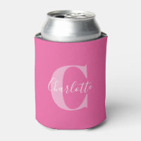 Elegant Modern Monogram Name in Hot Pink