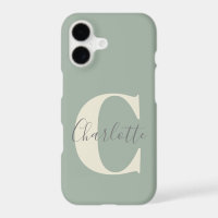Elegant Modern Monogram Name in Sage Green