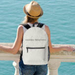 Elegant Modern Monogram Personalised With Name Printed Backpack<br><div class="desc">Introducing the Elegant Modern Monogram Personalised With Name Printed Backpack, a sophisticated accessory with a trendy monogram and cool script name. This minimalist and clean backpack, in a neutral grey hue, is designed for professionals, employees, and students alike. With an informal and casually handwritten typography, this laptop bag brings a...</div>