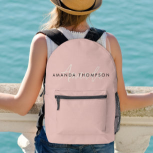 Elegant Modern Monogram Personalised With Name Printed Backpack