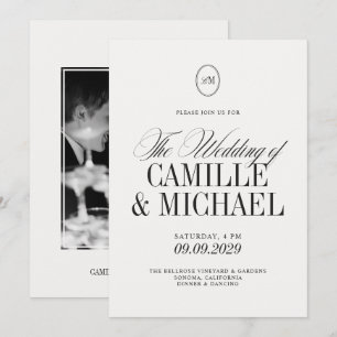 Elegant Modern Monogram Photo Wedding Invitation
