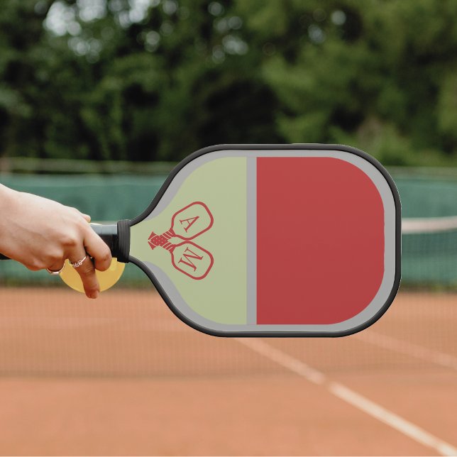 Elegant Modern Monogram Pickleball Symbol  Paddle (Front of the paddle being played )