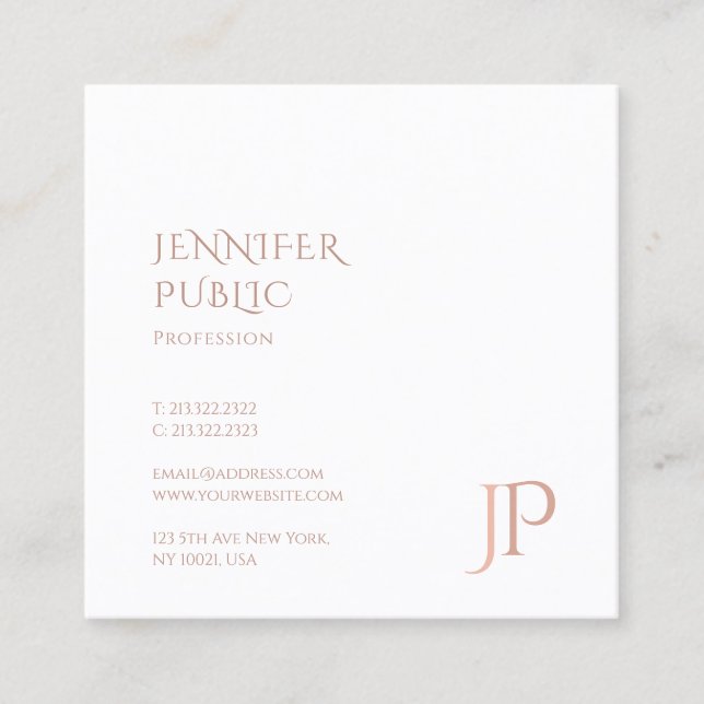 Elegant Modern Monogram Professional Template Square Business Card (Front)