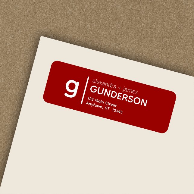 Elegant Modern Monogram Red Return Address (Creator Uploaded)