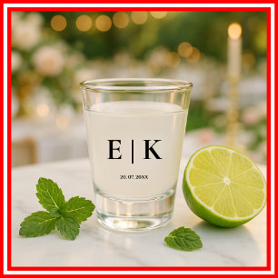 Elegant Modern Monogram Simple Minimalist Wedding Shot Glass