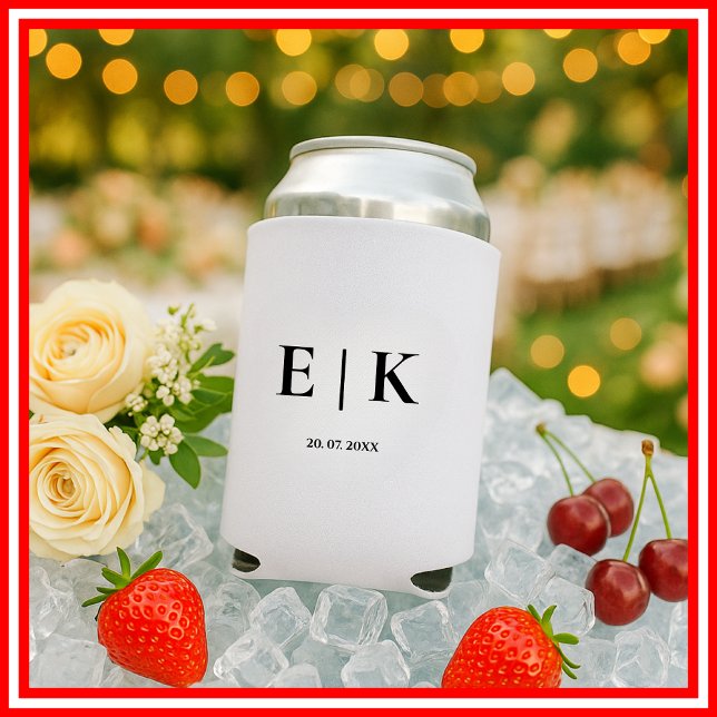 Elegant Modern Monogram Simple Wedding Can Cooler (Creator Uploaded)