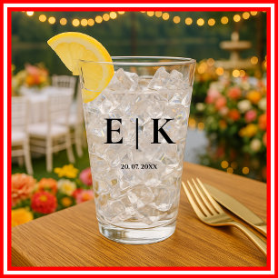Elegant Modern Monogram Simple Wedding Glass