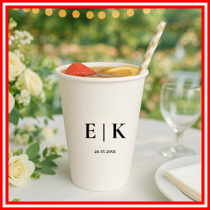 Elegant Modern Monogram Simple Wedding Paper Cups