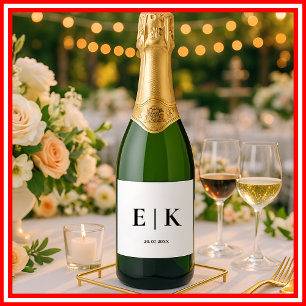 Elegant Modern Monogram Simple Wedding Sparkling Wine Label