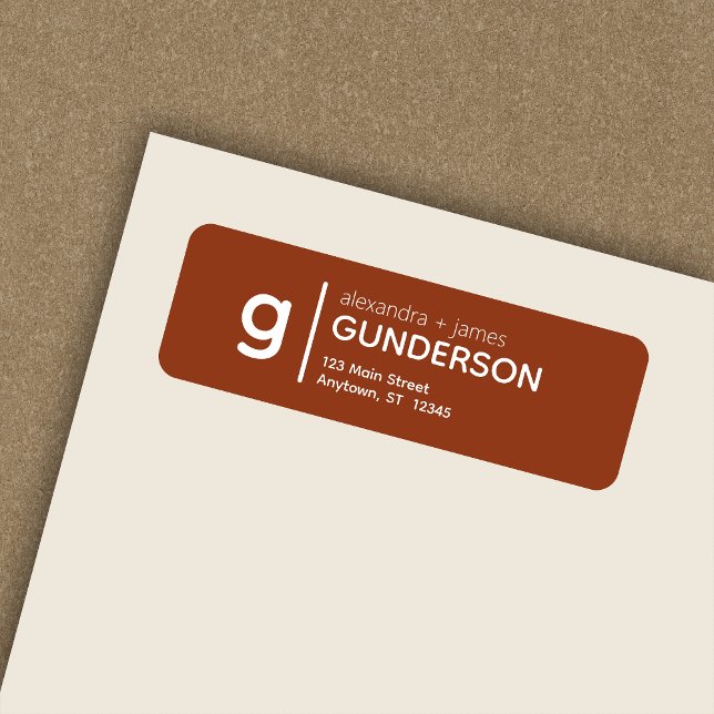 Elegant Modern Monogram Terracotta Return Address (Creator Uploaded)