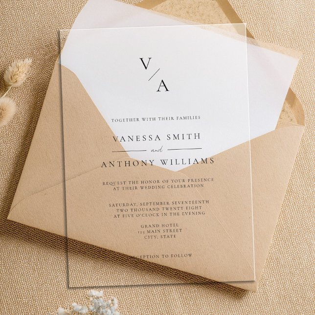 Elegant Modern Monogram Wedding Acrylic Invitations (Creator Uploaded)
