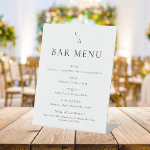 Elegant Modern Monogram Wedding Bar Menu Pedestal Sign