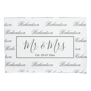 Elegant modern monogram wedding keepsake gift pillowcase