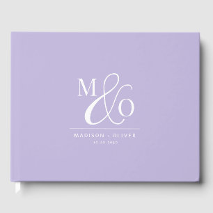 Elegant Modern Monogram Wedding Lavender Guest Book
