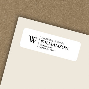 Elegant Modern Monogram White Return Address
