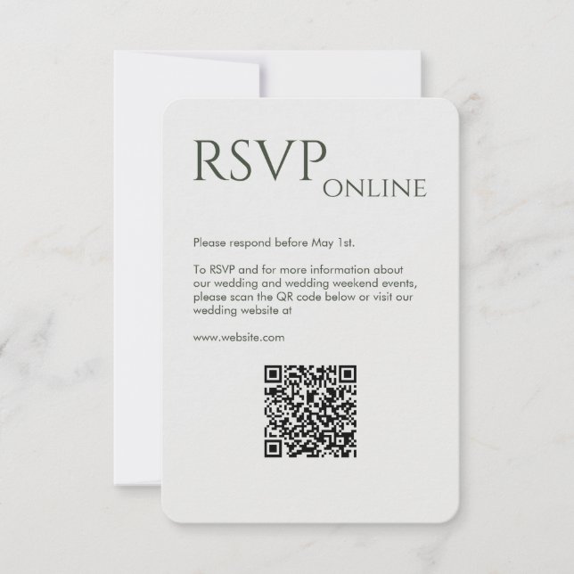 Elegant Modern Moss Green Wedding RSVP Card (Front)