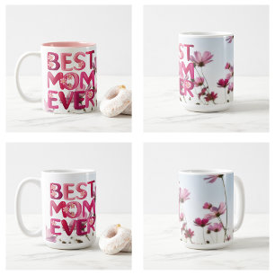 Elegant Modern Mother's Best Mum Ever Pink Floral Coffee Mug