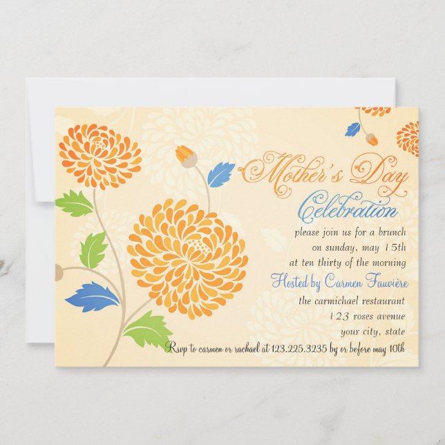 Elegant Modern Mother's Day Celebration Brunch Invitation (Front)