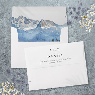 Elegant Modern Mountain Wildflower Wedding Envelope