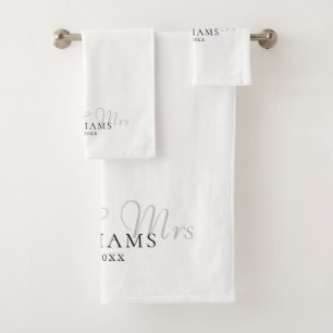 Elegant Modern Mr And Mrs Established Bath Towel Set