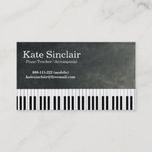 Elegant Modern Music Professional Piano Teacher Business Card