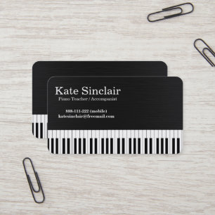 Elegant Modern Music Professional Piano Teacher Business Card