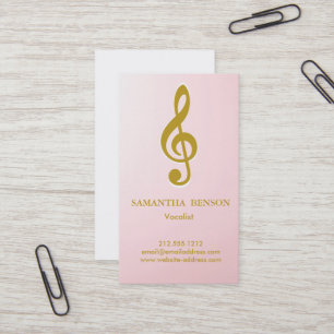 Elegant Modern Musical Clef Logo Vocalist Singer Business Card