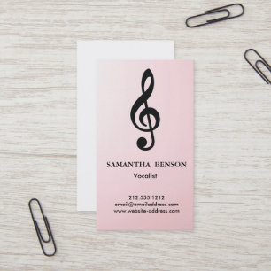 Elegant Modern Musical Clef Logo Vocalist Singer Business Card