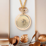 Elegant Modern Name Monogram Watch<br><div class="desc">Get this personalised watch necklace for yourself or as a beautiful gift. This timepiece features a customised monogram and a gold-tone colour scheme. It’s an elegant way to tell the time and accessorise all in one easy step. Simply customise this watch with a name and initial, add this watch necklace...</div>