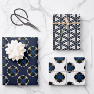 Elegant Modern Nautical Navy and White  Wrapping Paper Sheet