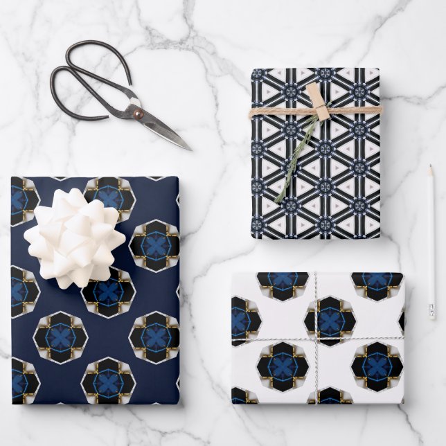 Elegant Modern Nautical Navy and White  Wrapping Paper Sheet (Front)
