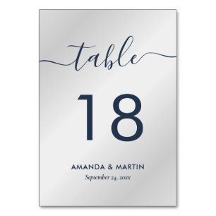 Elegant Modern Navy Blue and Silver Table Number