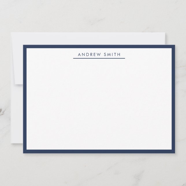 Elegant Modern Navy Blue Border Professional Card (Front)