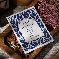 Elegant modern navy blue floral arch pattern