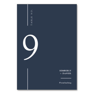 Elegant Modern Navy Blue Minimal Wedding Seating Table Number