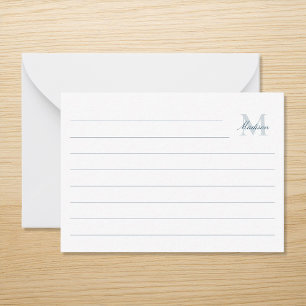 Elegant Modern Navy Blue Monogram Ruled Card