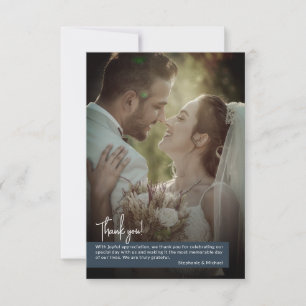 Elegant Modern Navy Blue Photo Banner Wedding Thank You Card