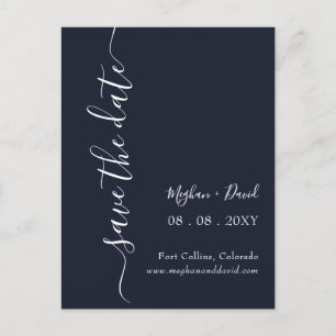 Elegant Modern Navy Blue Save the Date  Announcement Postcard