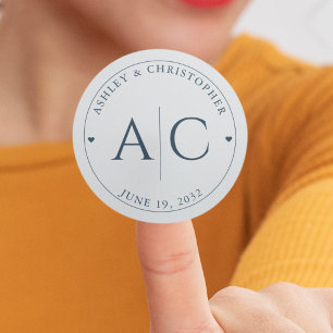Elegant Modern Navy Blue Wedding Classic Round Sticker