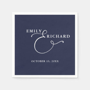 Elegant Modern Navy Blue Wedding Napkin