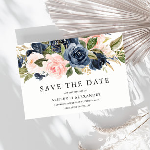 Elegant Modern Navy & Blush All Seasons Wedding Save The Date