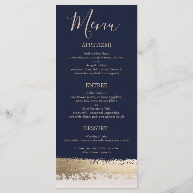 Elegant, Modern, Navy, Gold Foil Wedding Programme (Front)