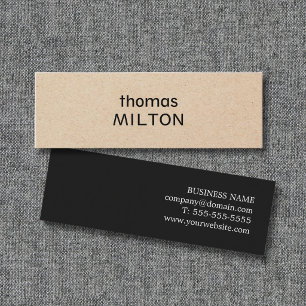 Elegant Modern Networking Faux Kraft Paper & Black Mini Business Card