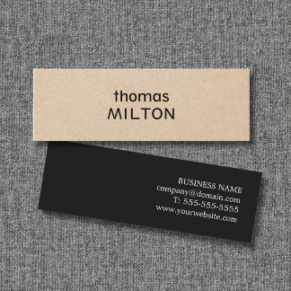 Elegant Modern Networking Faux Kraft Paper & Black Mini Business Card