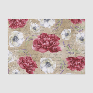 Elegant modern neutral grunge Peonies decoupage Tissue Paper